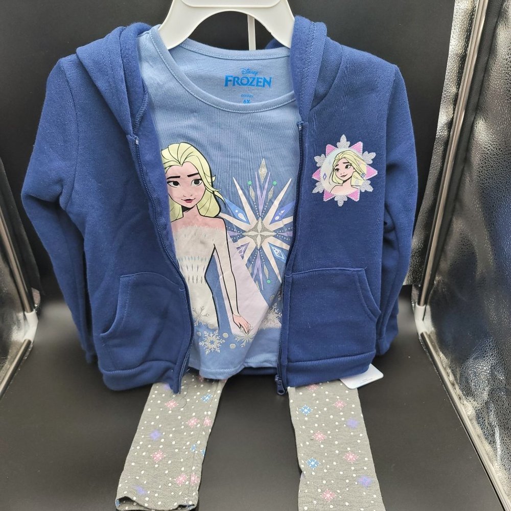 Frozen 3 Pc Set Kids Disney Elsa Character Clothing Jacket Shirt Pants Outfit